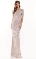 Marsoni by Colors MV1209 - Short Sleeve Beaded Evening Dress - designer evening gown at Silhouette Dresses