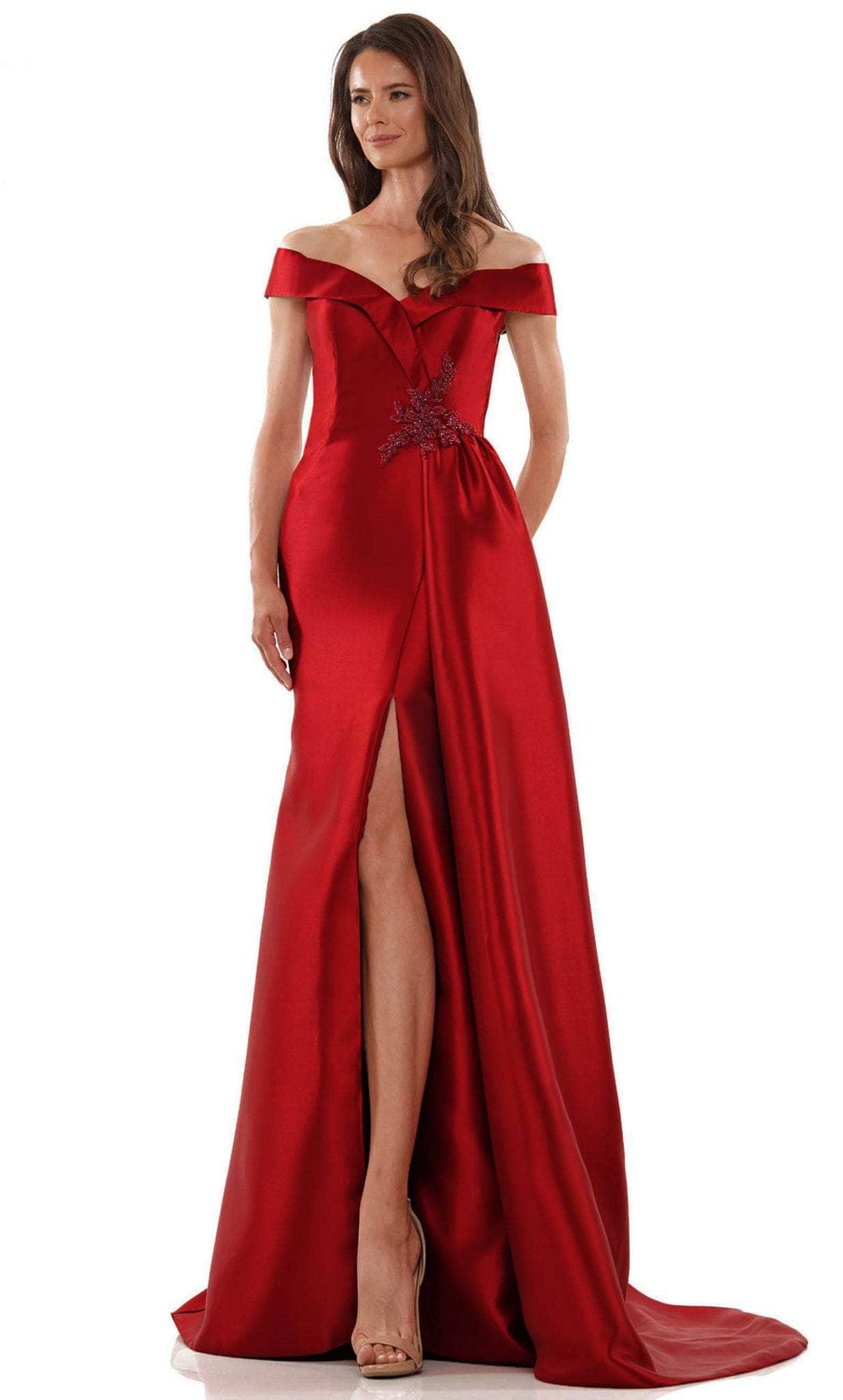 Marsoni by Colors MV1215 - Off Shoulder Mikado A-line Gown - back view