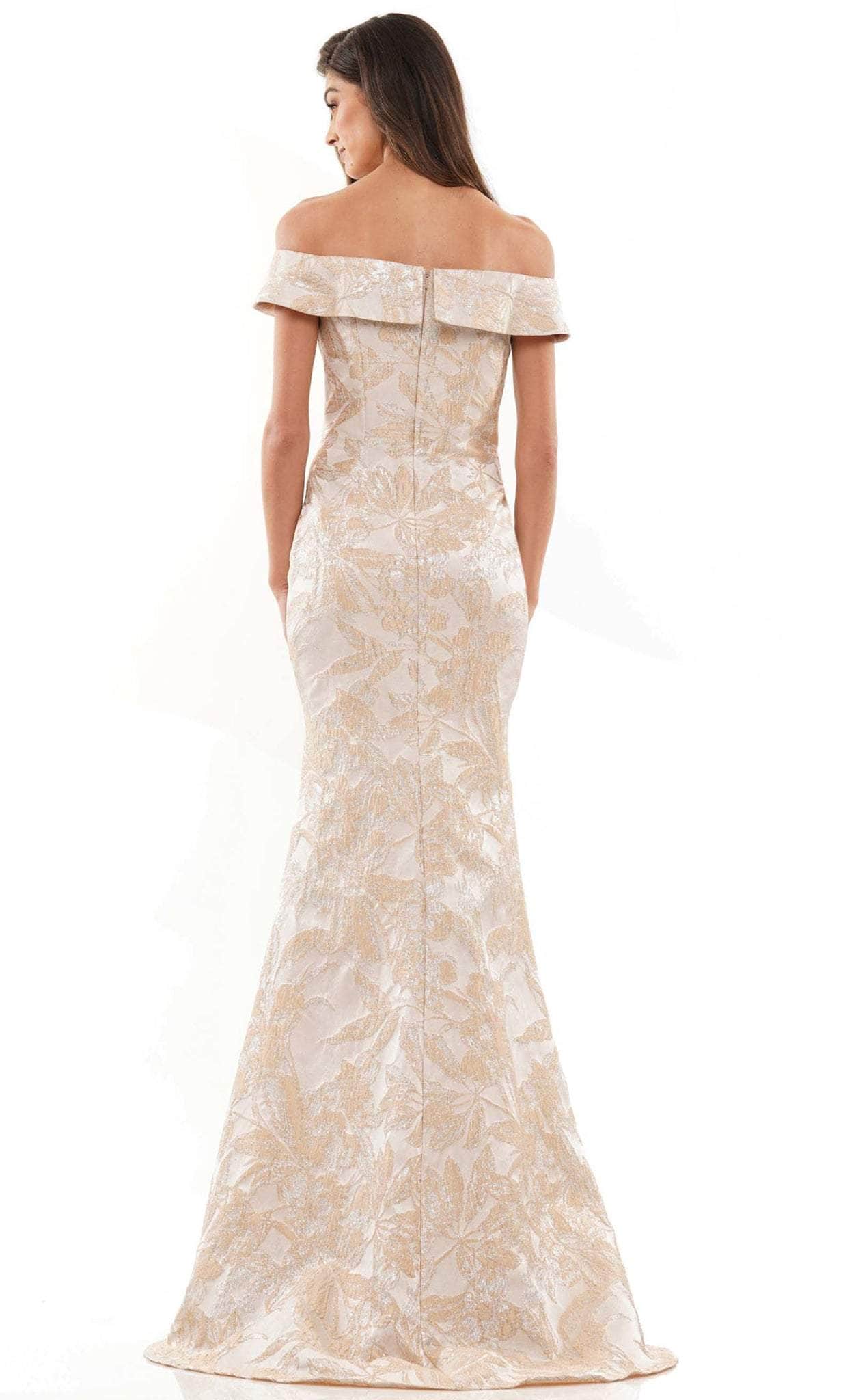 Marsoni by Colors MV1223 - Off-Shoulder Jacquard Formal Dress - back view