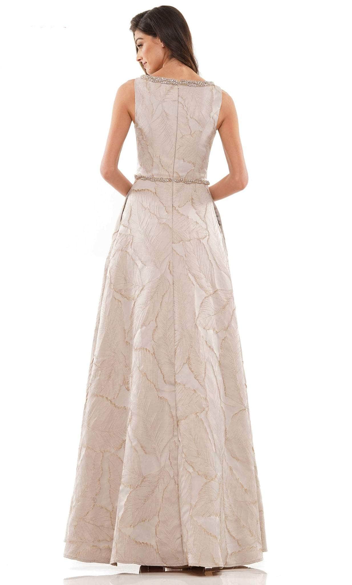 Marsoni by Colors MV1224 - Subtle Leaf-Detailed A-line Gown - detail view