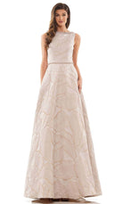 Marsoni by Colors MV1224 - Subtle Leaf-Detailed A-line Gown - back view