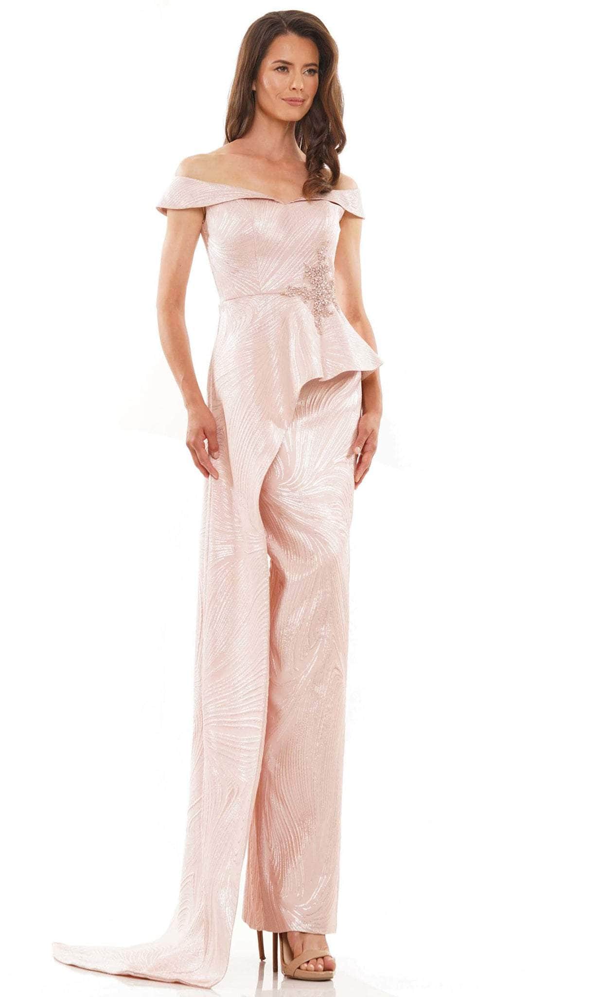 Marsoni by Colors MV1225 - Cap Sleeve Jacquard Evening Gown - back view