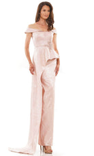 Marsoni by Colors MV1225 - Cap Sleeve Jacquard Evening Gown - back view