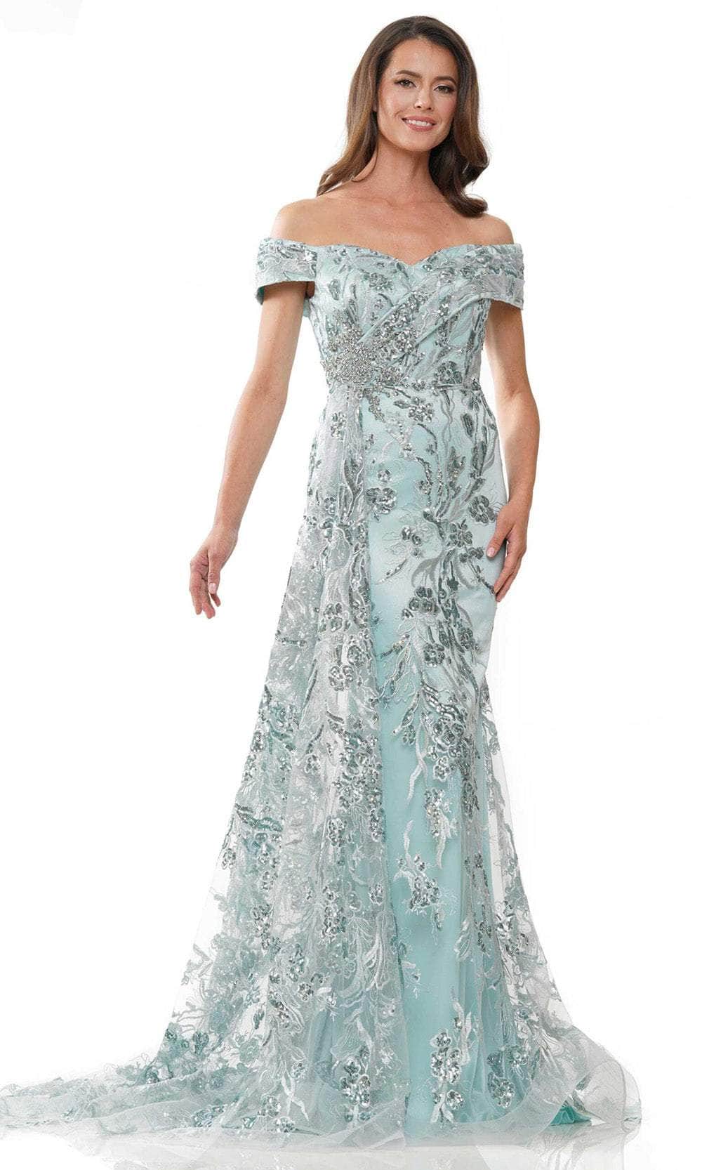 Marsoni by Colors MV1242 - Off-Shoulder Embroidered Evening Dress - Silhouette Dresses