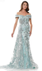 Marsoni by Colors MV1242 - Off-Shoulder Embroidered Evening Dress - back view