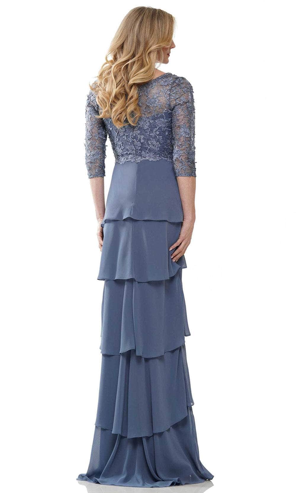 Marsoni by Colors MV1244 - Laced Quarter Sleeve Formal Gown - back view
