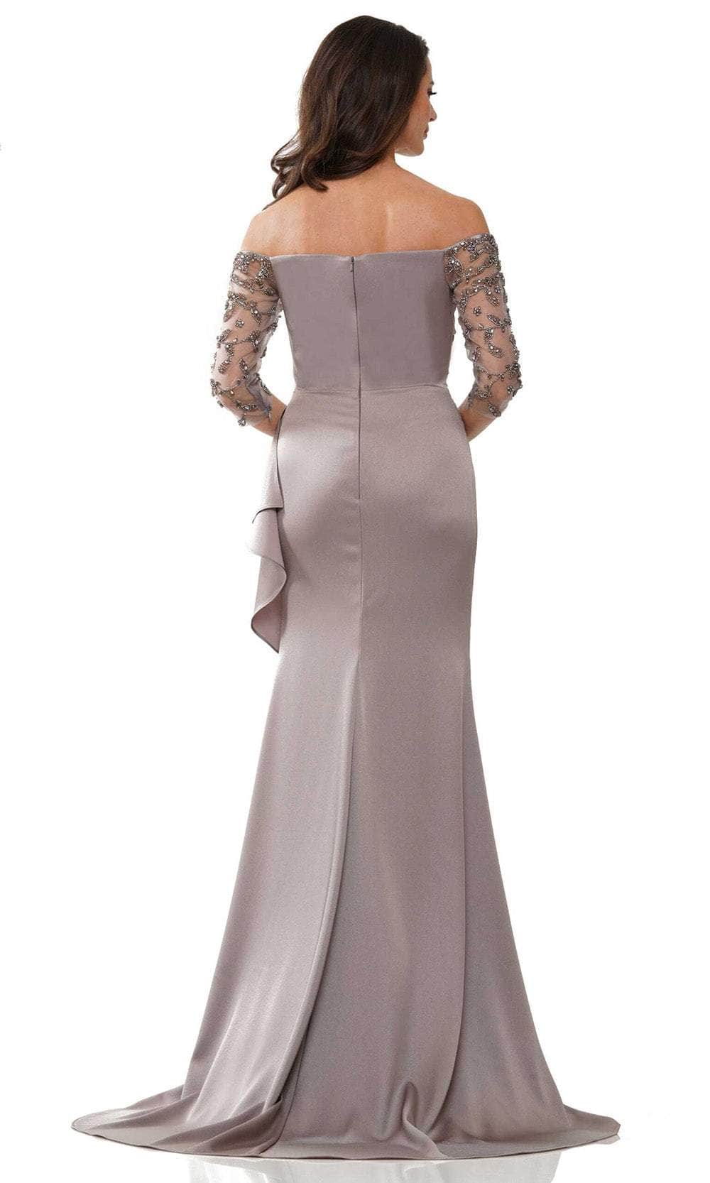 Marsoni by Colors MV1254 - Off-Shoulder Quarter Sleeve Evening Dress - back view