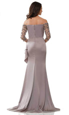 Marsoni by Colors MV1254 - Off-Shoulder Quarter Sleeve Evening Dress - back view