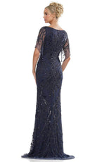 Marsoni by Colors MV1261 - Bateau Neck Sequin Long Dress - back view