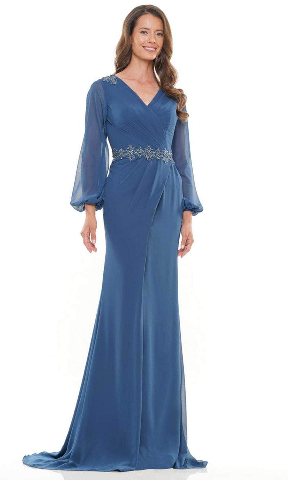 Marsoni by Colors MV1273-1 - V-Neck Long Sleeve Long Gown - back view