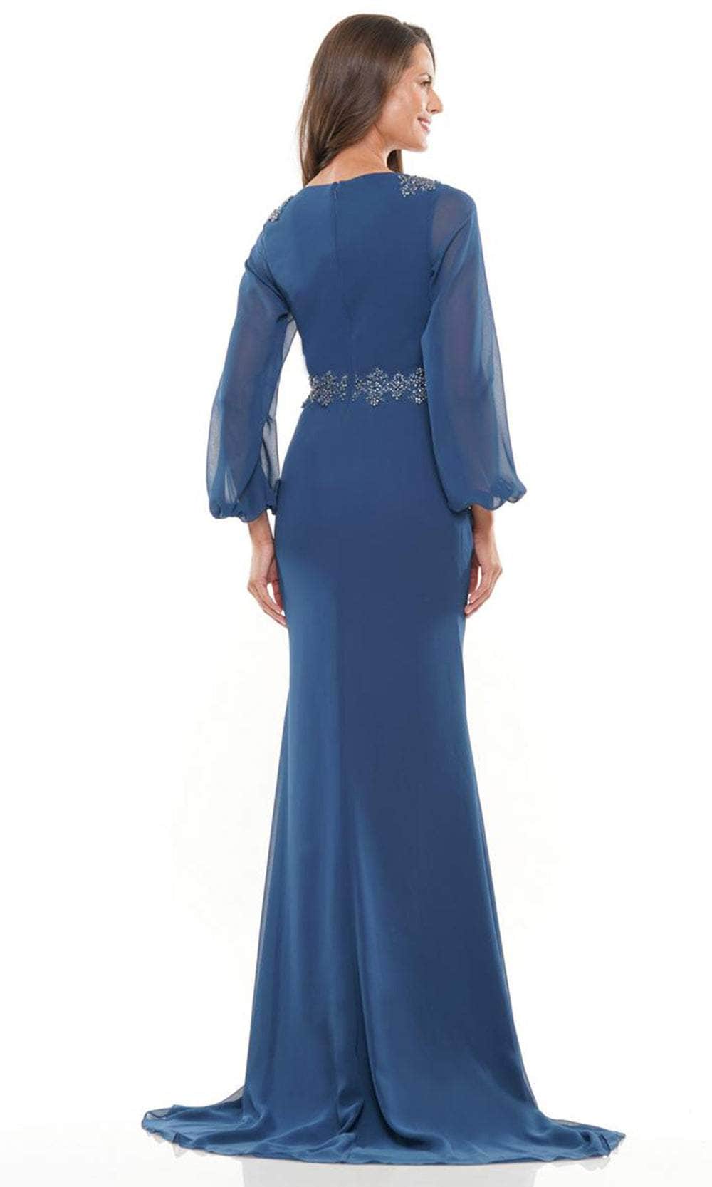 Marsoni by Colors MV1273-1 - V-Neck Long Sleeve Long Gown - detail view