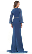 Marsoni by Colors MV1273-1 - V-Neck Long Sleeve Long Gown - detail view