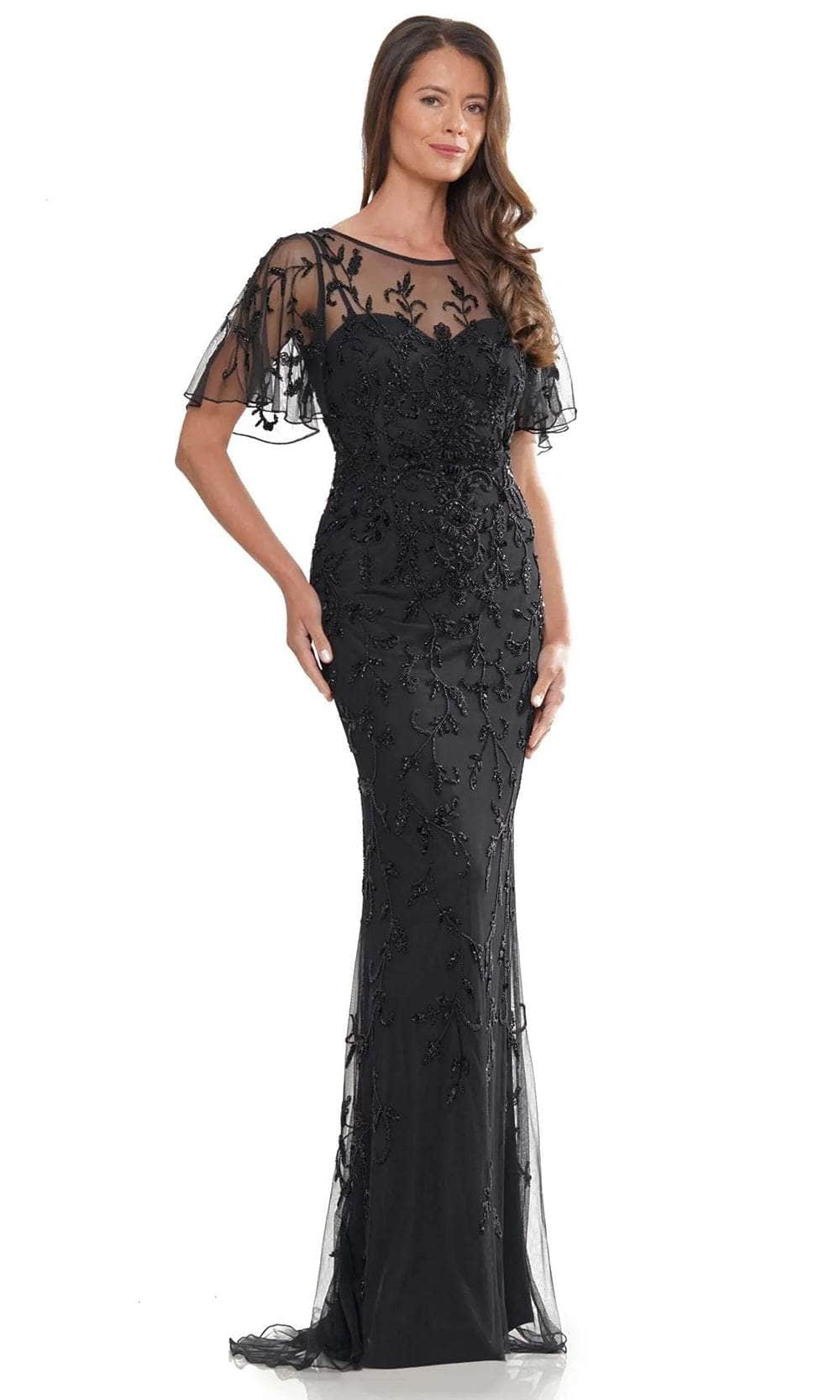 Marsoni by Colors MV1281 - Flutter Sleeve Evening Dress - designer mother of the bride dress at Silhouette Dresses