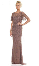 Marsoni by Colors MV1281 - Flutter Sleeve Evening Dress - back view