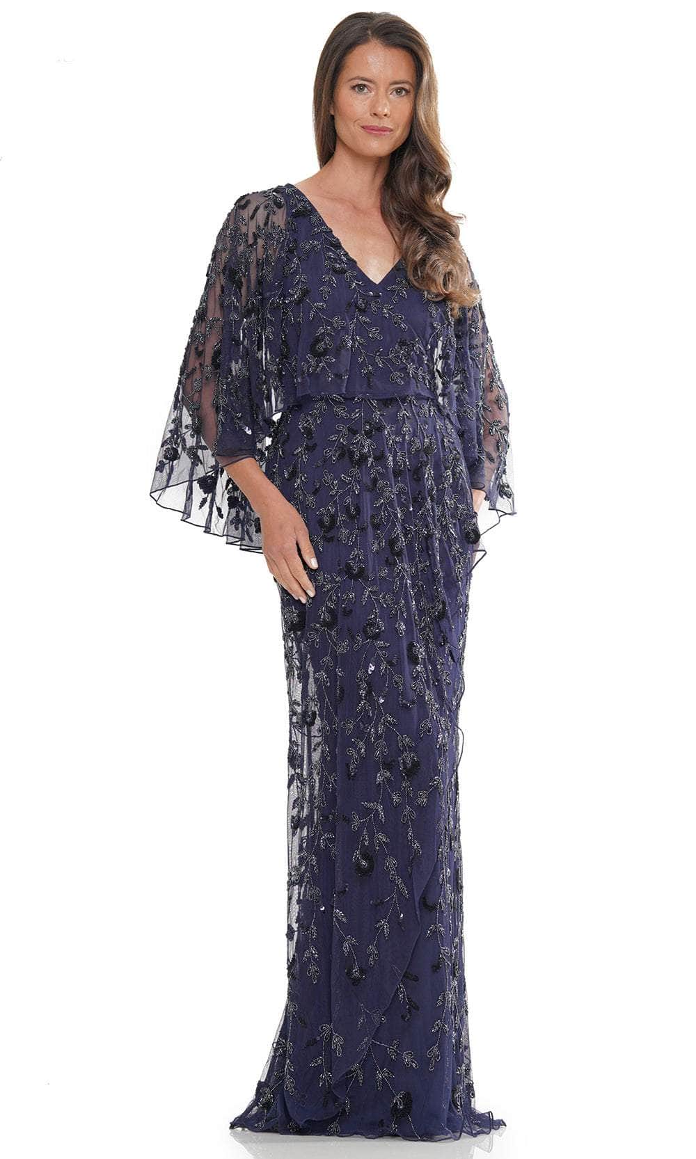 Marsoni by Colors MV1282 - Foliage Beaded V-Neck Formal Gown - view 4