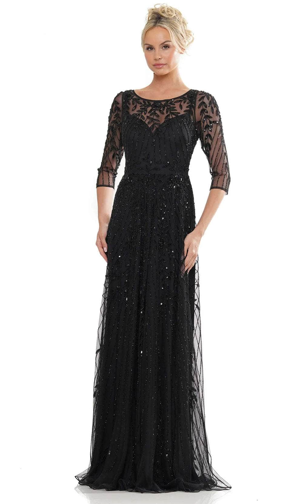 Marsoni by Colors MV1283 - Illusion Scoop Evening Dress - designer mother of the bride dress at Silhouette Dresses