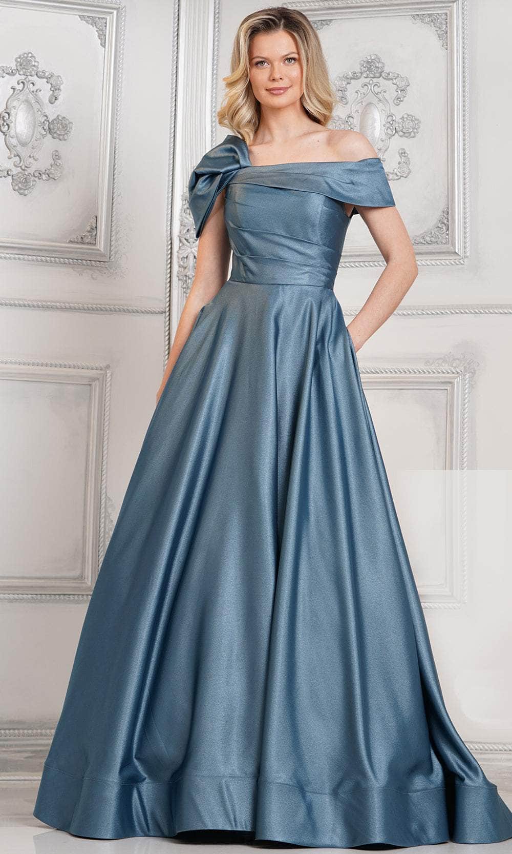 Marsoni by Colors MV1288 - Bow Detailed Off Shoulder Prom Dress - designer prom dress at Silhouette Dresses