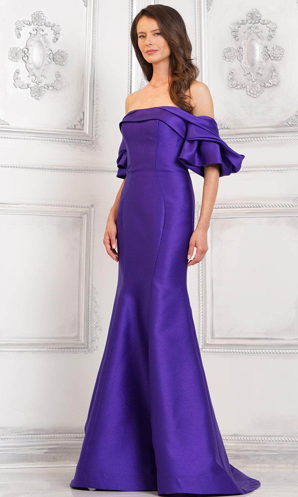 Marsoni by Colors MV1290 - Draped Sleeve Evening Gown - designer prom dress at Silhouette Dresses
