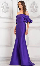 Marsoni by Colors MV1290 - Draped Sleeve Evening Gown - designer prom dress at Silhouette Dresses