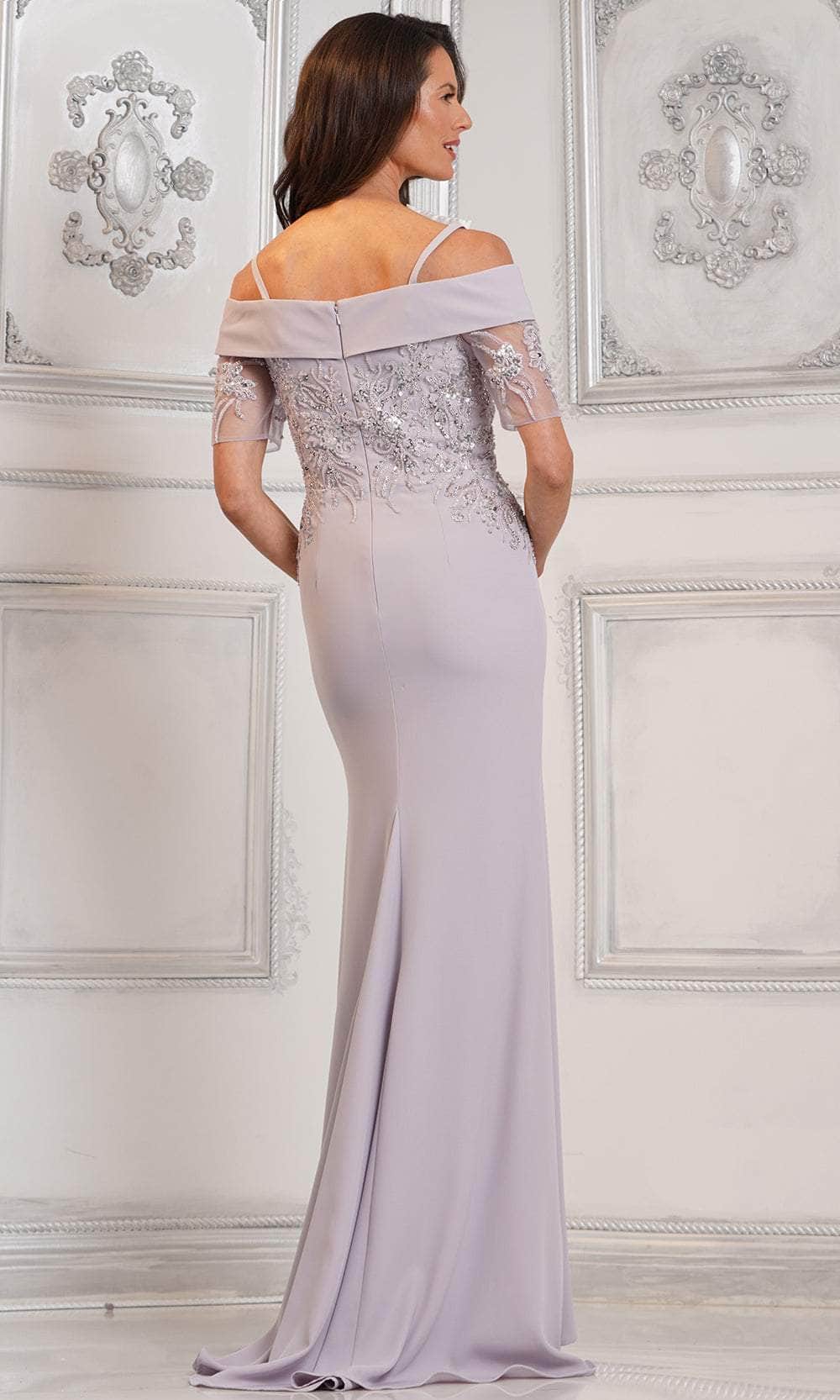 Marsoni by Colors MV1295 - Off Shoulder Illusion Sleeve Formal Gown - detail view