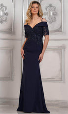 Marsoni by Colors MV1295 - Off Shoulder Illusion Sleeve Formal Gown - view 4