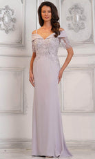 Marsoni by Colors MV1295 - Off Shoulder Illusion Sleeve Formal Gown - back view