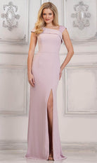 Marsoni by Colors MV1296 - Asymmetric Neck Side Slit Formal Gown - designer formal gown at Silhouette Dresses