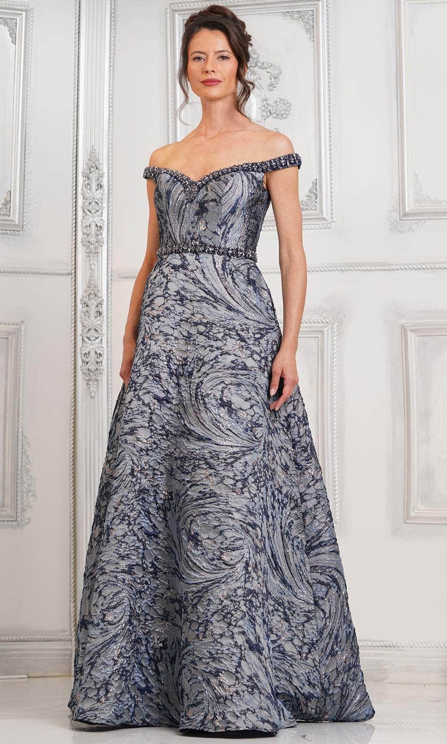 Marsoni by Colors MV1299 - Off-Shoulder Beaded Long Gown