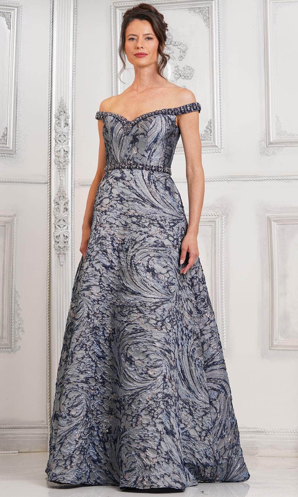 Marsoni by Colors MV1299 - Off-Shoulder Beaded Long Gown - designer prom dress at Silhouette Dresses