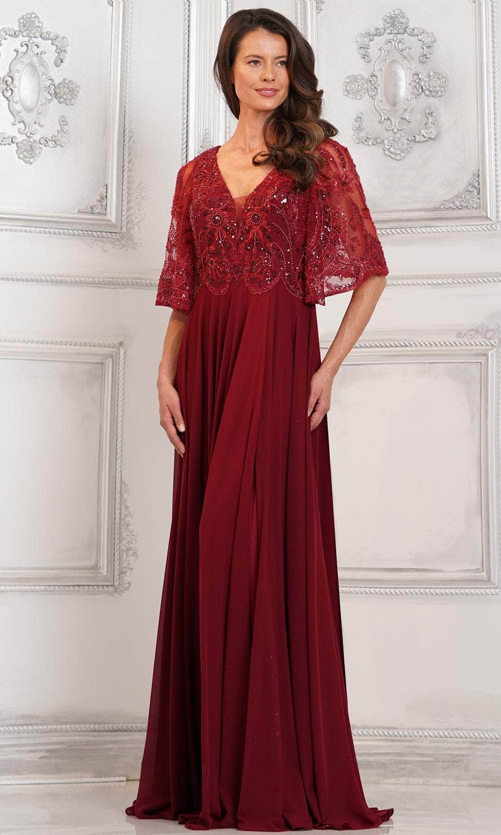 Marsoni by Colors MV1302 - Cape Sleeve A-Line Formal Dress - view 4