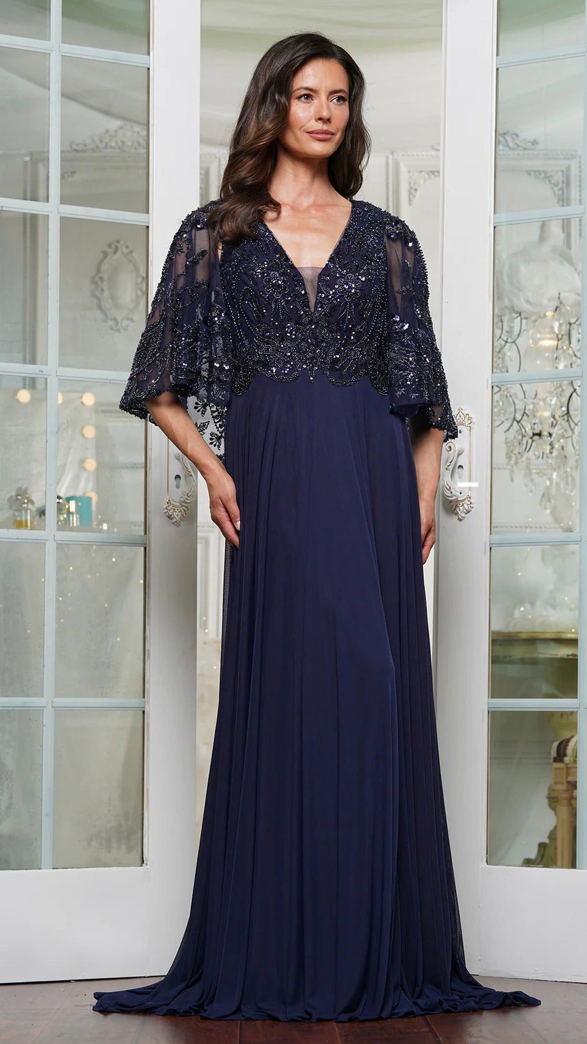 Marsoni by Colors MV1302 - Embellished Cape Evening Dress