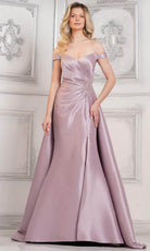 Marsoni by Colors MV1310 - Ruched Bodice Overskirt Formal Gown - designer prom dress at Silhouette Dresses