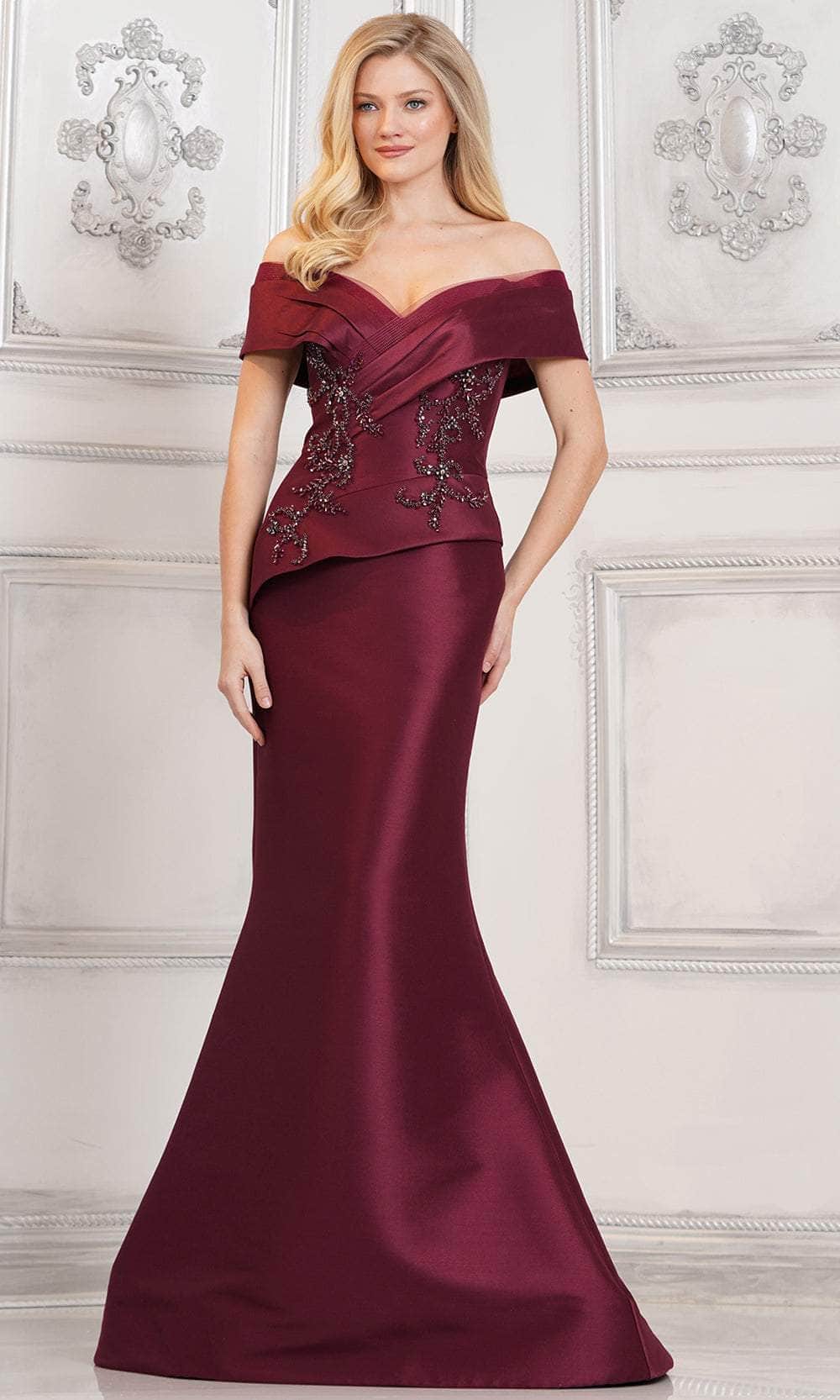 Marsoni by Colors MV1312 - Beaded Applique Off Shoulder Formal Gown - back view