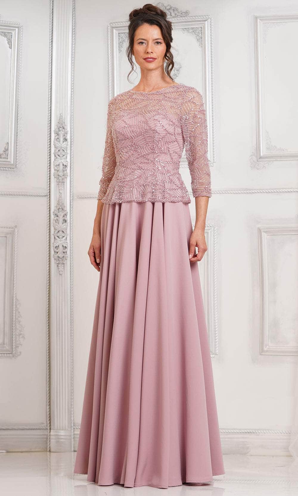 Marsoni by Colors MV1319 - Quarter Sleeve Beaded Illusion Formal Gown - view 8