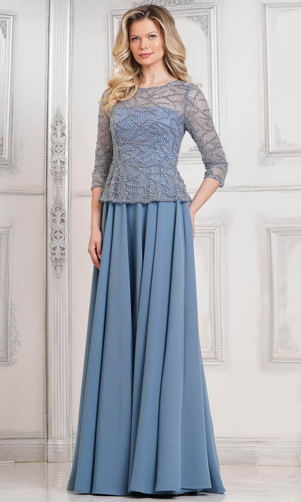 Marsoni by Colors MV1319-1 - Beaded Quarter Sleeve Long Dress - view 5
