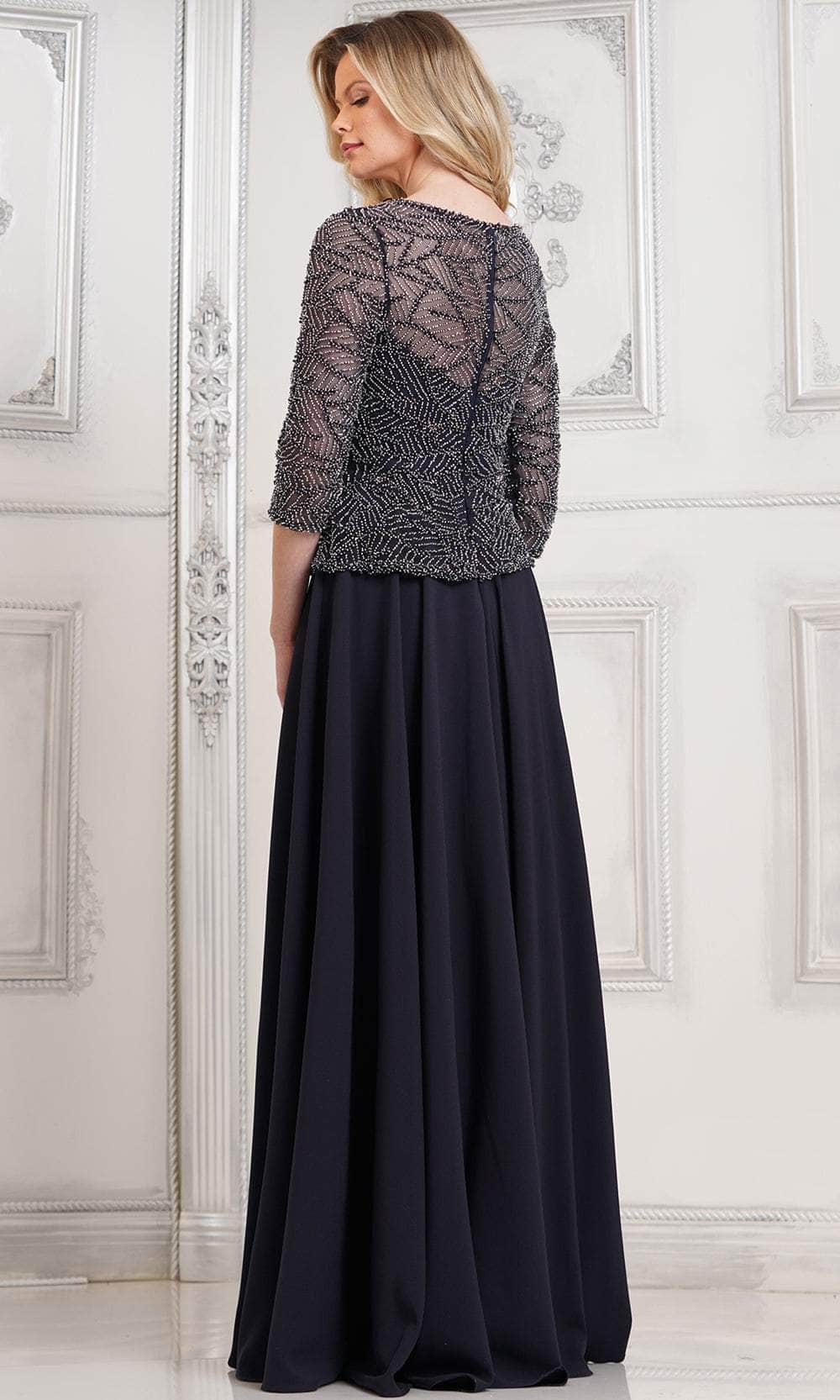 Marsoni by Colors MV1319-1 - Beaded Quarter Sleeve Long Dress - back view