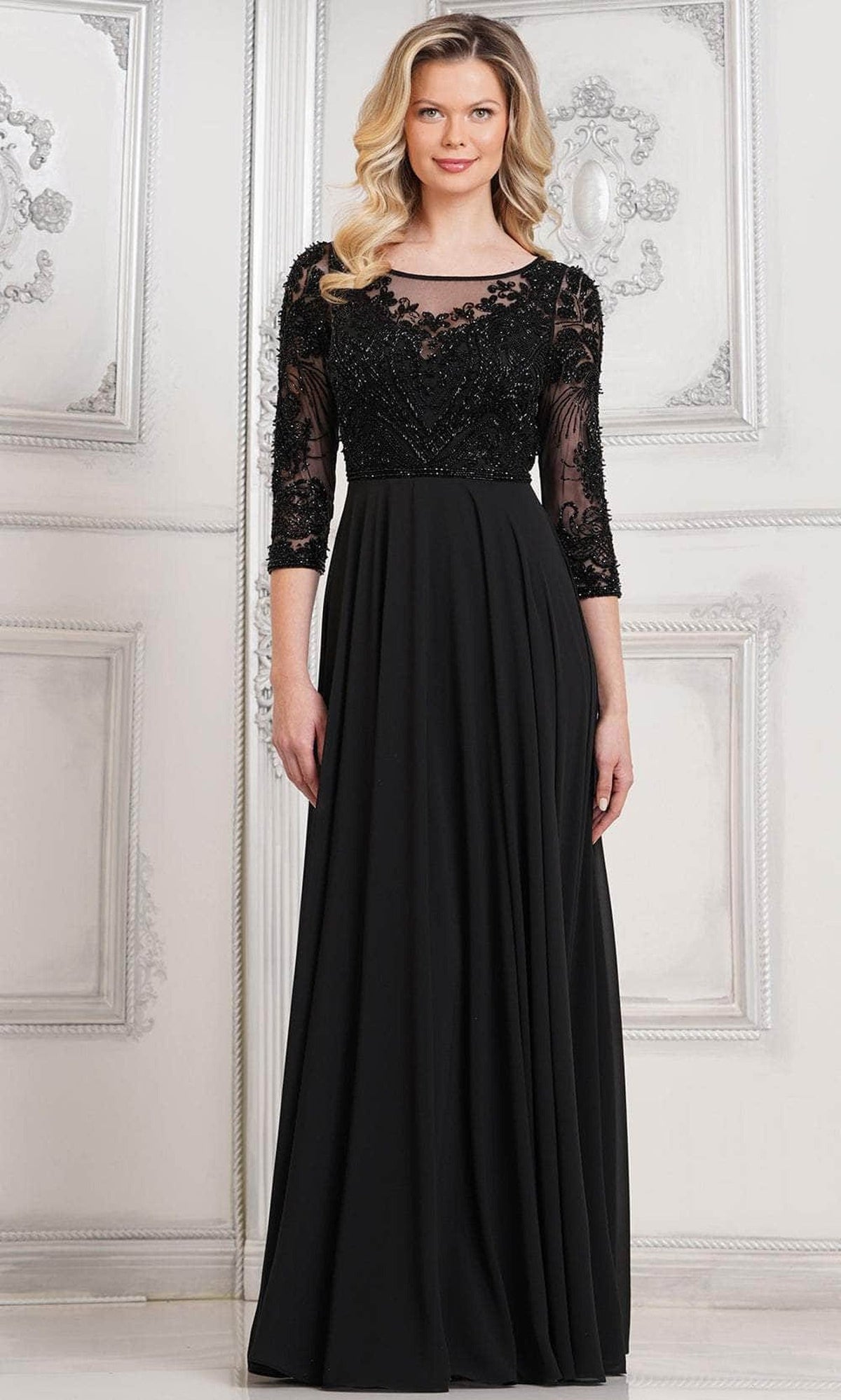 Marsoni by Colors MV1322 - Quarter Sleeve Beaded Evening Dress