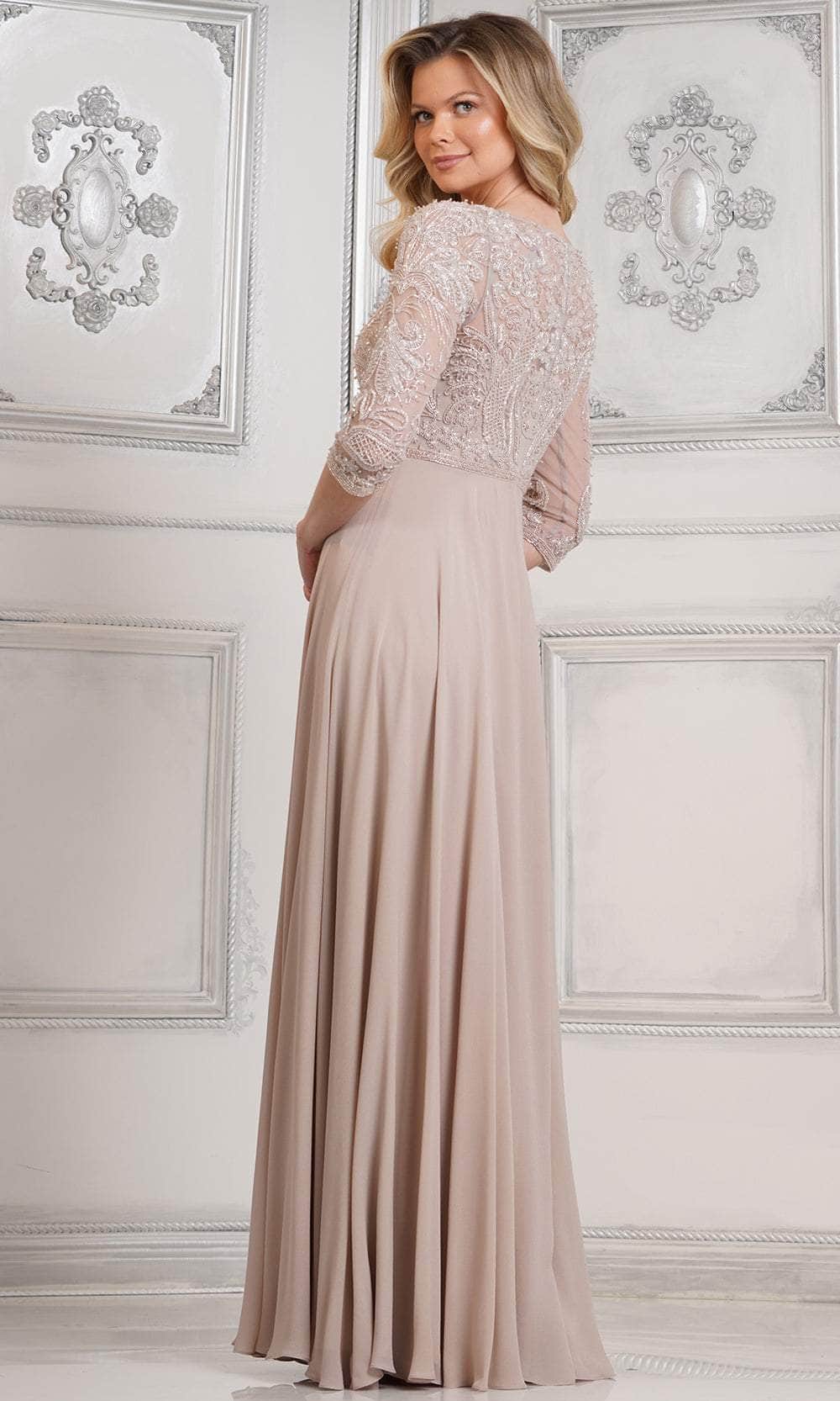 Marsoni by Colors MV1322 - Quarter Sleeve Beaded Evening Dress - detail view