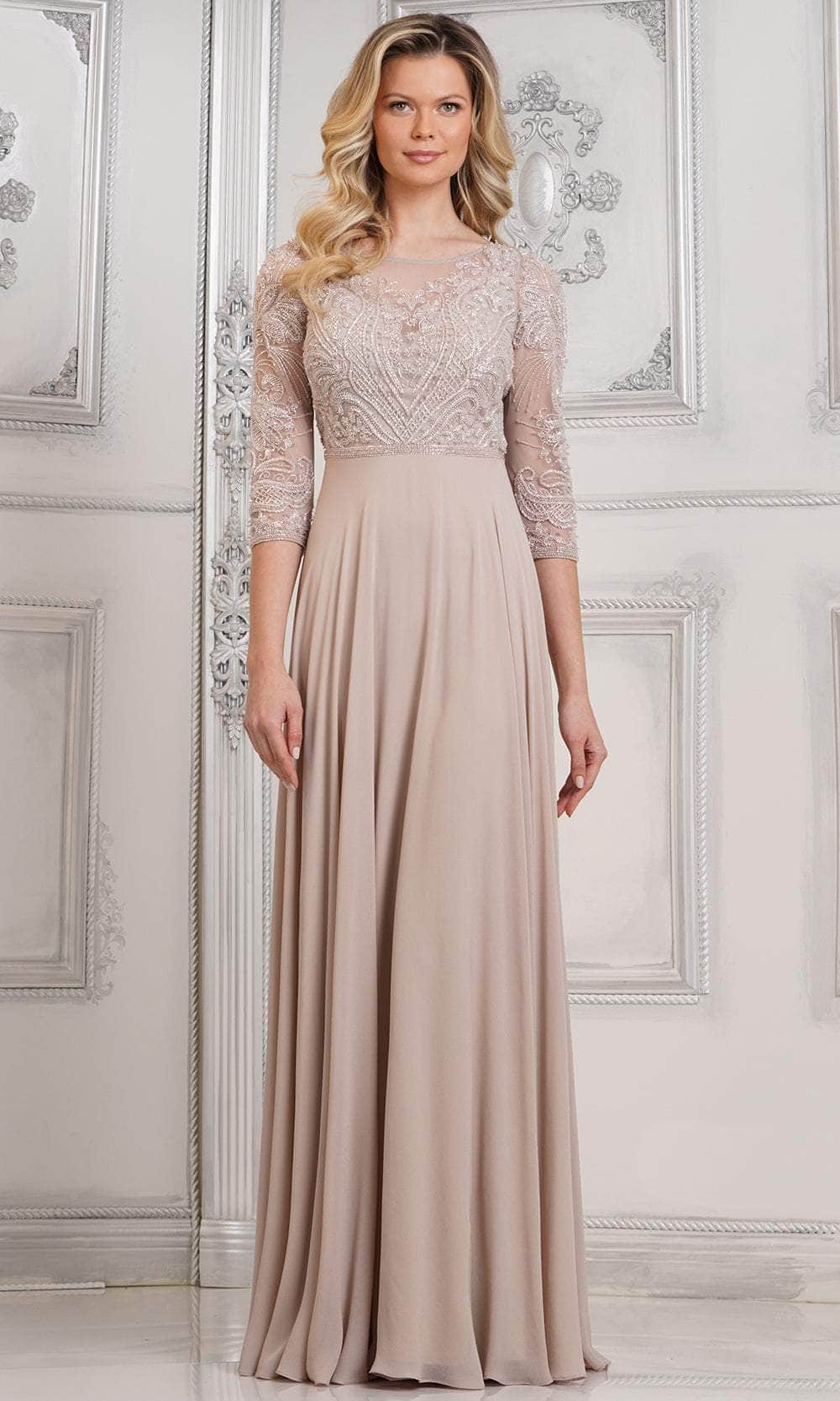 Marsoni by Colors MV1322 - Quarter Sleeve Beaded Evening Dress - back view