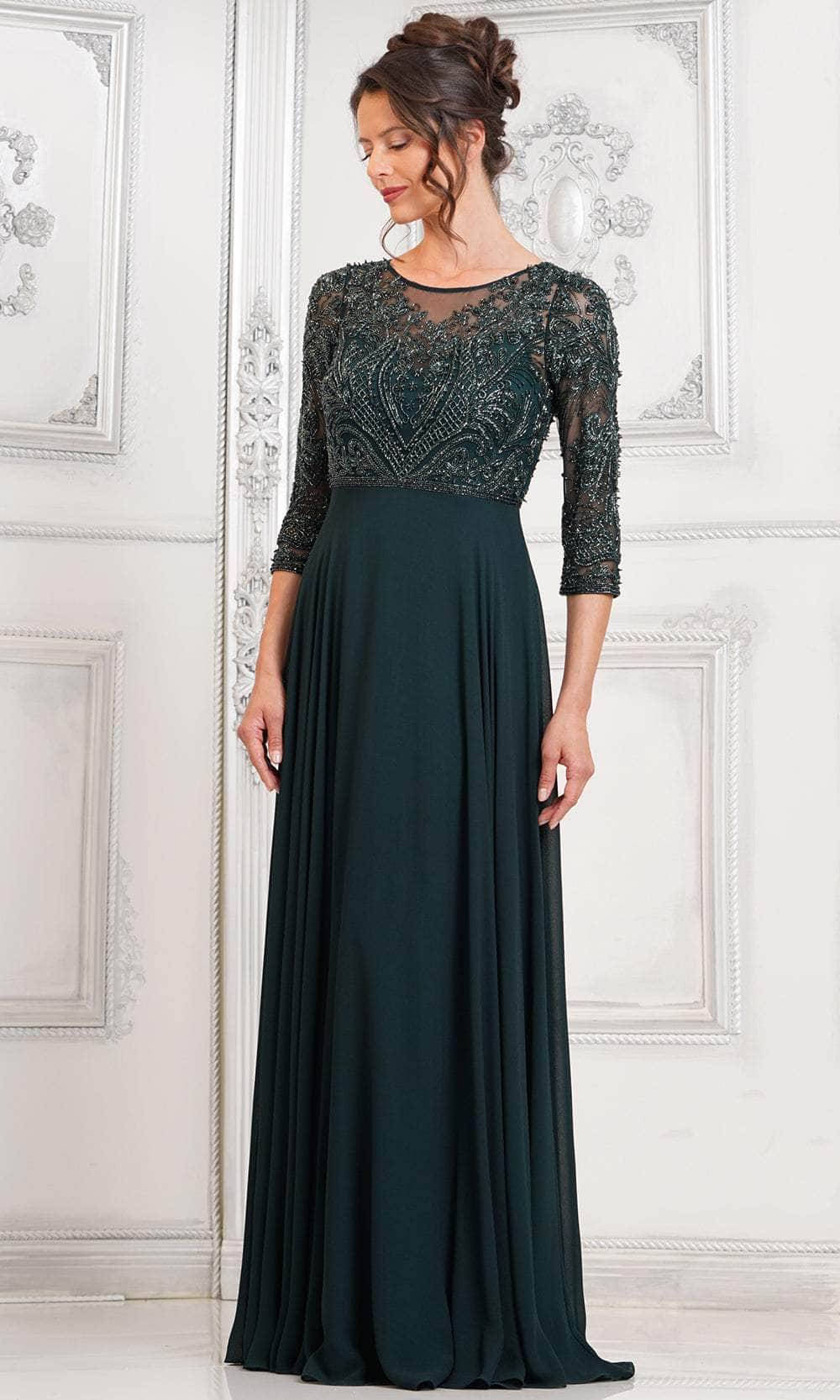 Marsoni by Colors MV1322 - Quarter Sleeve Beaded Evening Dress - view 4