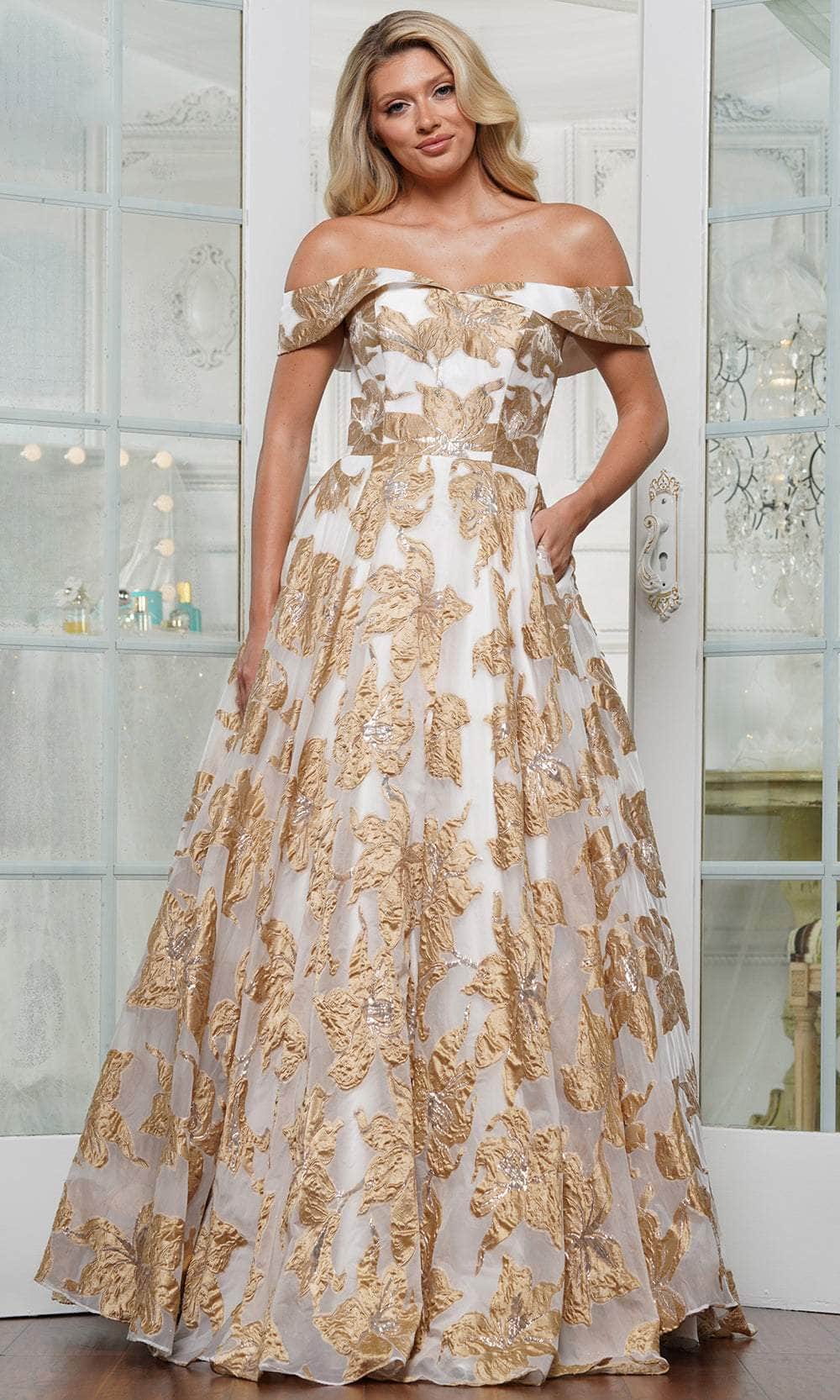 Marsoni by Colors MV1324 - Fold-Over Sweetheart Jacquard Formal Gown - designer mother of the bride dress at Silhouette Dress