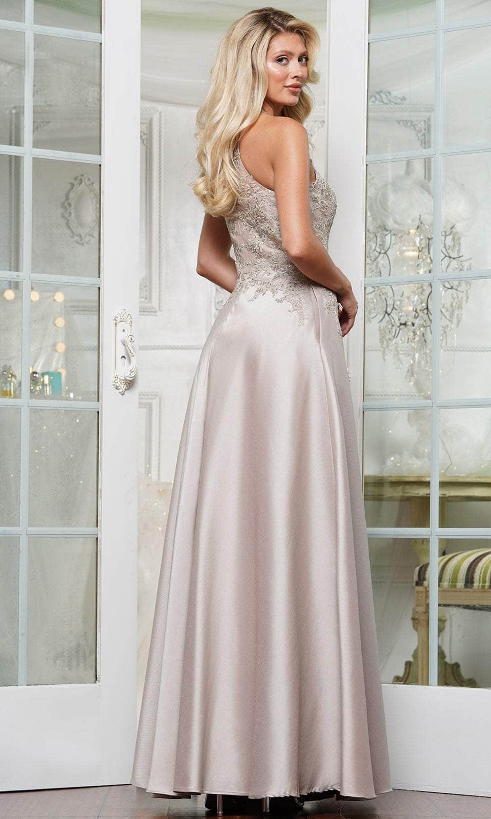 Marsoni by Colors MV1329 - Embroidered Halter A-line Gown - detail view