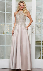 Marsoni by Colors MV1329 - Embroidered Halter A-line Gown - back view