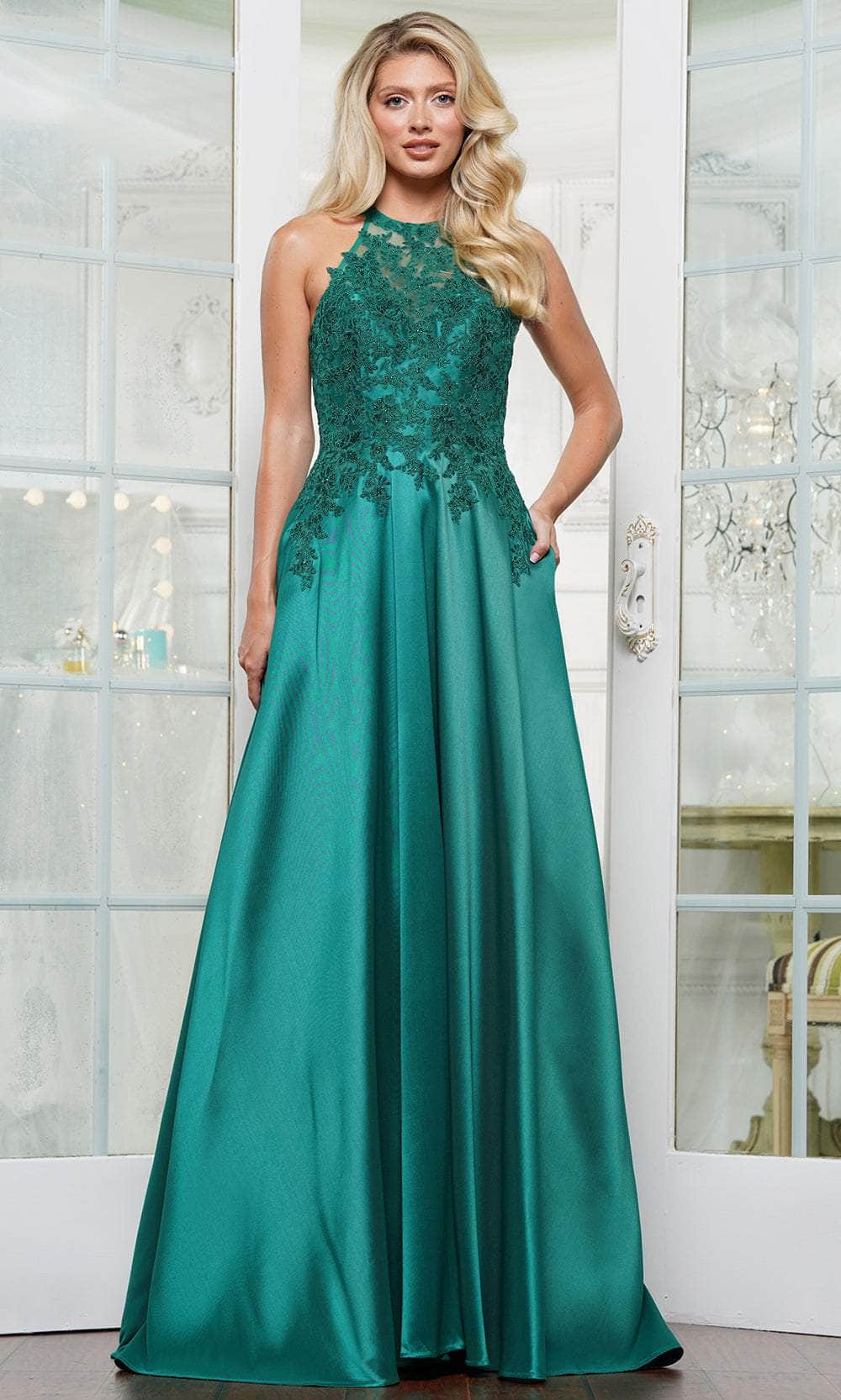 Marsoni by Colors MV1329 - Embroidered Halter A-line Gown - view 5