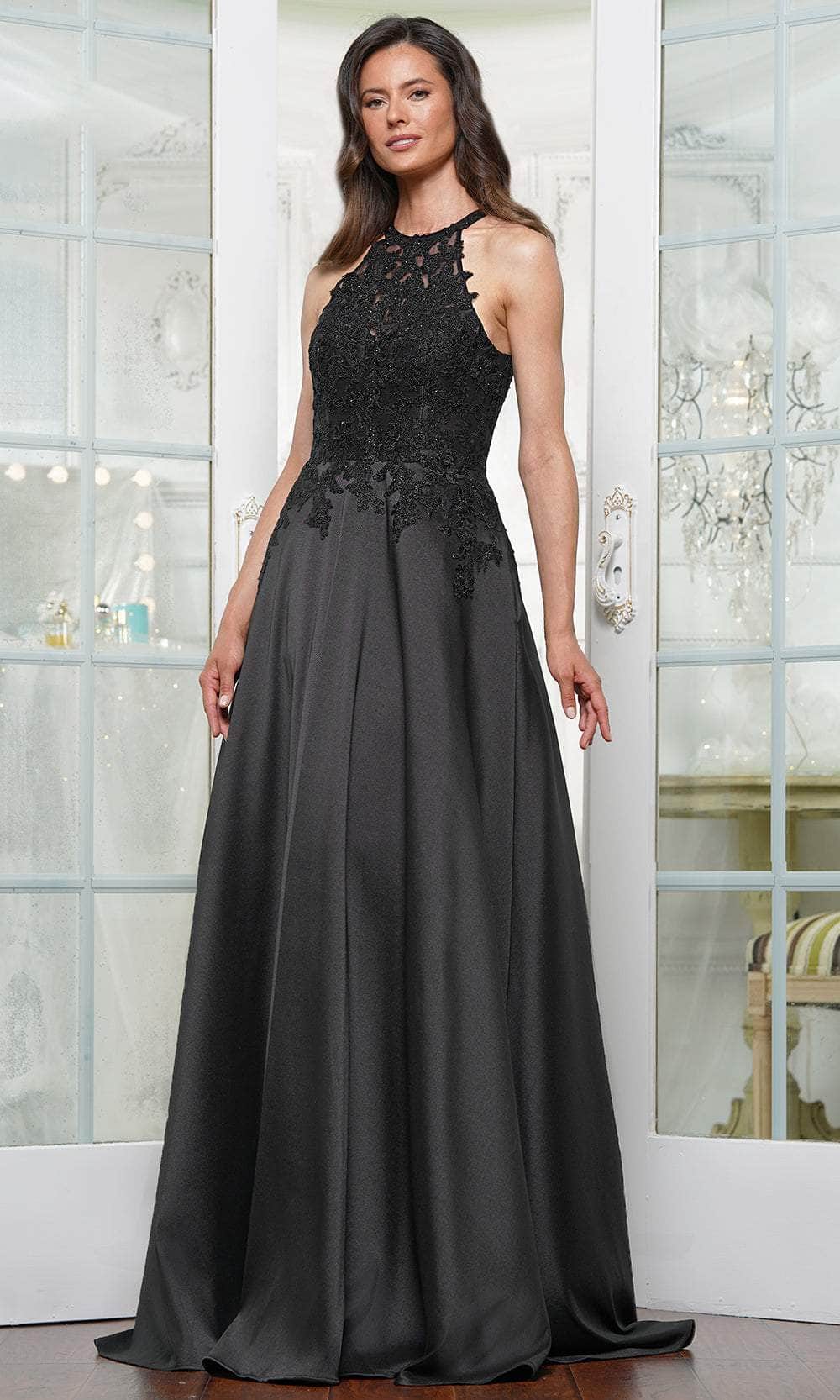 Marsoni by Colors MV1329 - Embroidered Halter A-line Gown - designer mother of the bride dress at Silhouette Dresses
