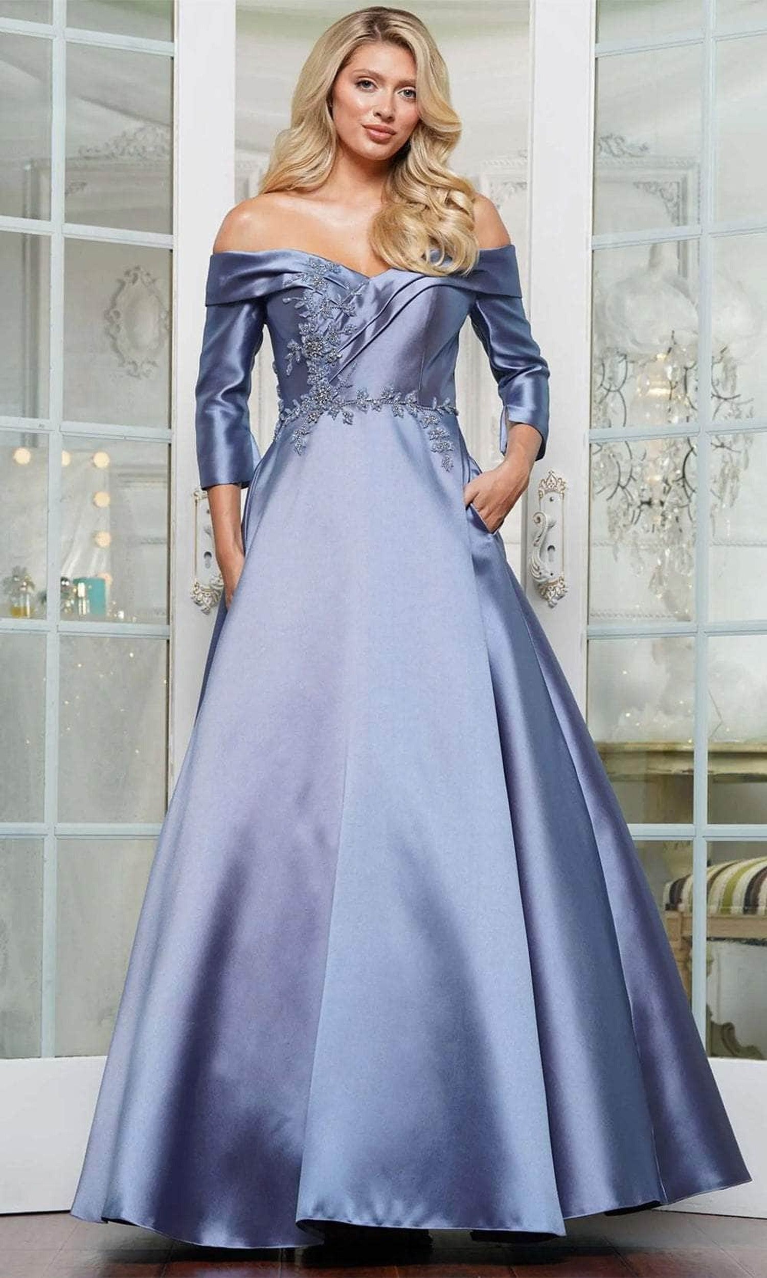 Marsoni by Colors MV1336 - Quarter Sleeve Applique Evening Dress
