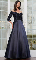 Marsoni by Colors MV1336 - Quarter Sleeve Applique Evening Dress - view 4