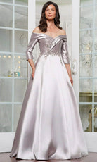 Marsoni by Colors MV1336 - Quarter Sleeve Applique Evening Dress - back view