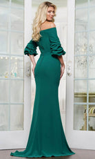 Marsoni by Colors MV1337 - Ruched Quarter Sleeve Evening Gown - detail view