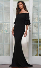 Marsoni by Colors MV1337 - Ruched Quarter Sleeve Evening Gown - designer mother of the bride dress at Silhouette Dresses